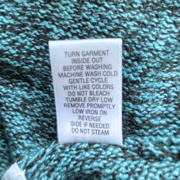 NWT STUDIO WORKS WOMAN 2X Blue / Teal Knit Poncho Sweater Cowl Neck Ruffle Hem - Picture 10 of 10